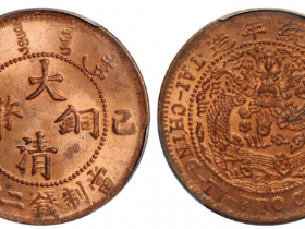己酉大清铜币二十文/PCGS MS64RB