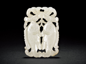 清中期  青白玉雕吉庆有余珮珮