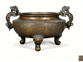 清早期 “大明宣德年制”铜螭龙耳三足炉成交价