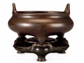 清中期 “大明宣德年制”款铜冲天耳炉价格