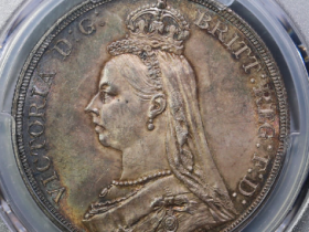 1887年五彩英国高冠马剑银币